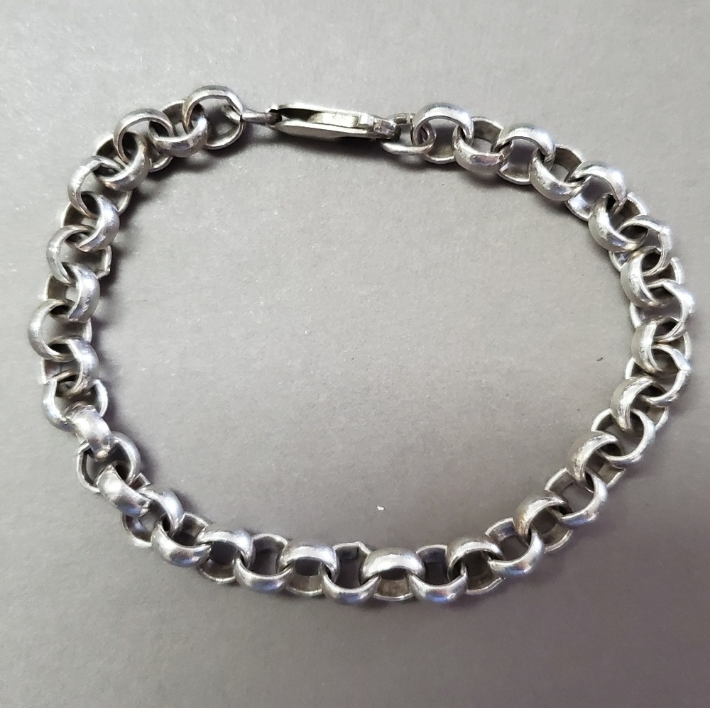 Sterling Silver Rolo Chain Charm Bracelet